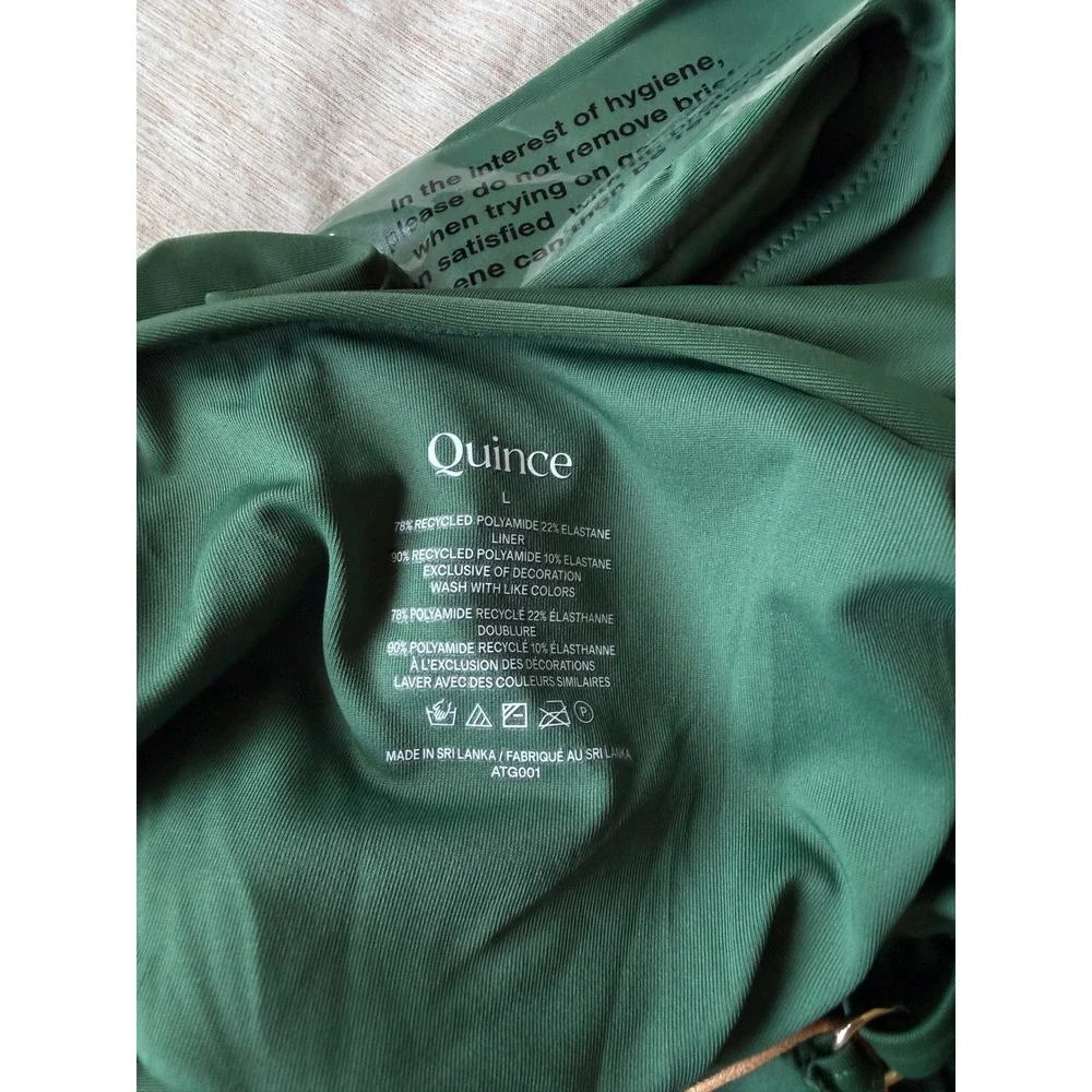 quince italian underwire one-piece bathing suit in palm green, women size large